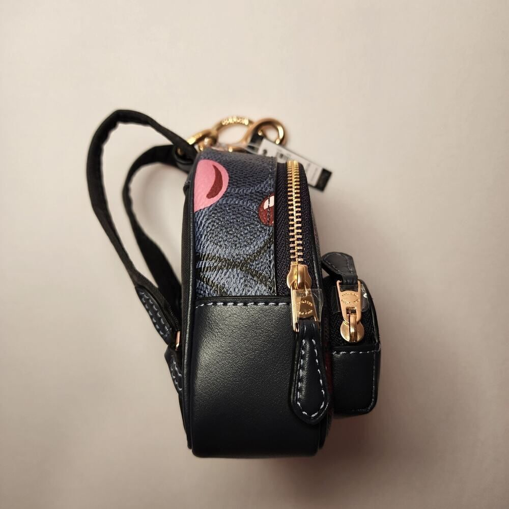 NWT COACH CZ086 Mini Court Backpack Bag Charm Signature Canvas Cherry Denim - Picture 4 of 7